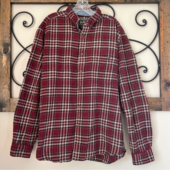 Woolrich Men’s 100% Cotton Plaid Ruby Flannel Shirt Size L - Picture 2 of 16